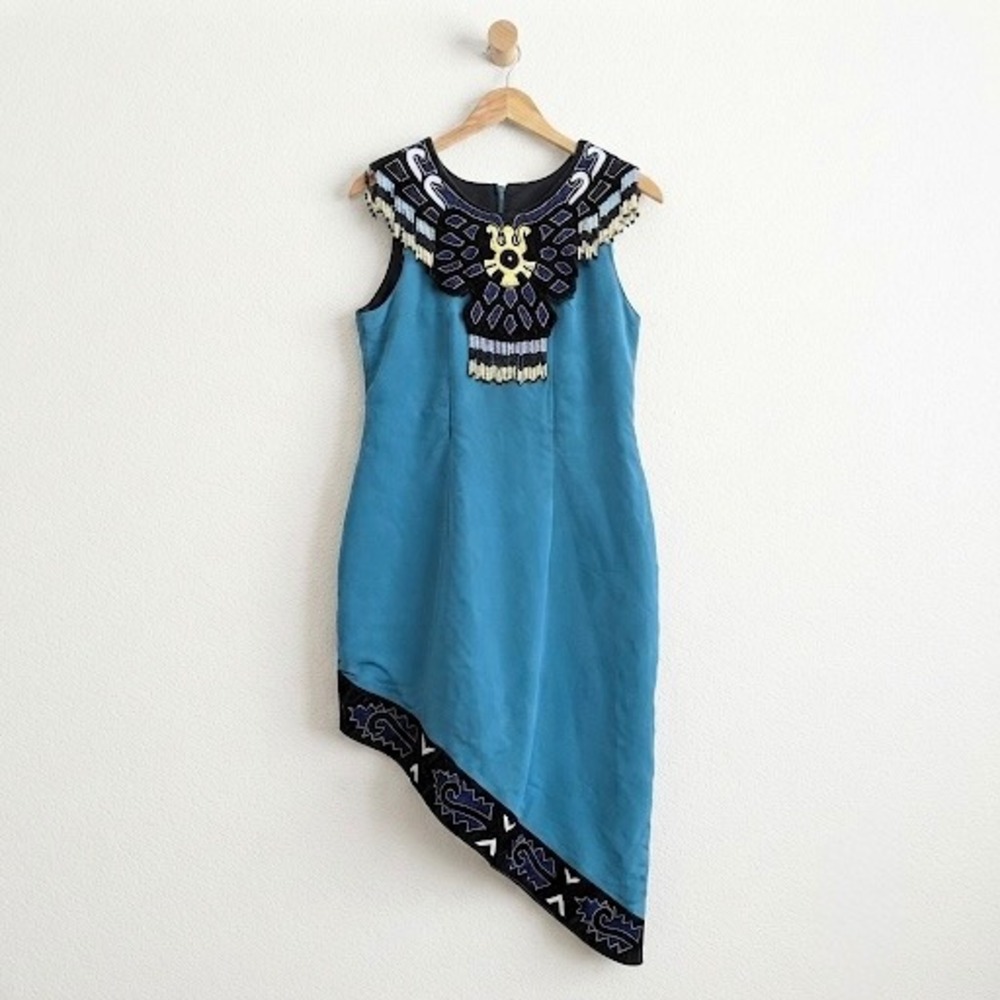 One of a Kind Beaded Thunderbird Dress Artisan Wearable Art OOAK Collector Piece